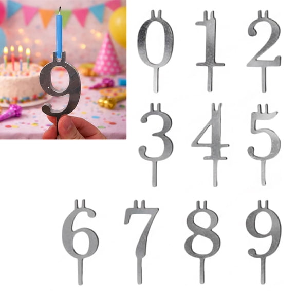 Reusable Number Candle Holders 0-9 Metal Cake Toppers for Birthday Anniversary Party Decorations, Practical Household Accessory for Everyday Home Use and Celebration Events