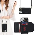 thumbnail image 2 of for iPhone 13 Case with Strap for Women,for iPhone 14 Phone Case Wallet with Card Holder,Credit Card Holder,Ring Stand,Crossbody Lanyard,PU Leather Cases for iPhone 13/14 6.1''(Black), 2 of 9