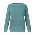 thumbnail image 4 of Wdfiry Long Sleeve Sweatshirt for Women with Front Pocket Crewneck Thin Sweatshirt Lightweight Casual Pullover Fall Winter Tops, 4 of 4