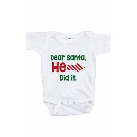 

7 ate 9 Apparel Funny Kids Santa Christmas Onepiece White