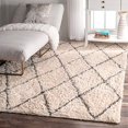 thumbnail image 1 of nuLOOM Sheba Cotton Diamond Shag Area Rug, 4 x 6, Ivory, 1 of 4