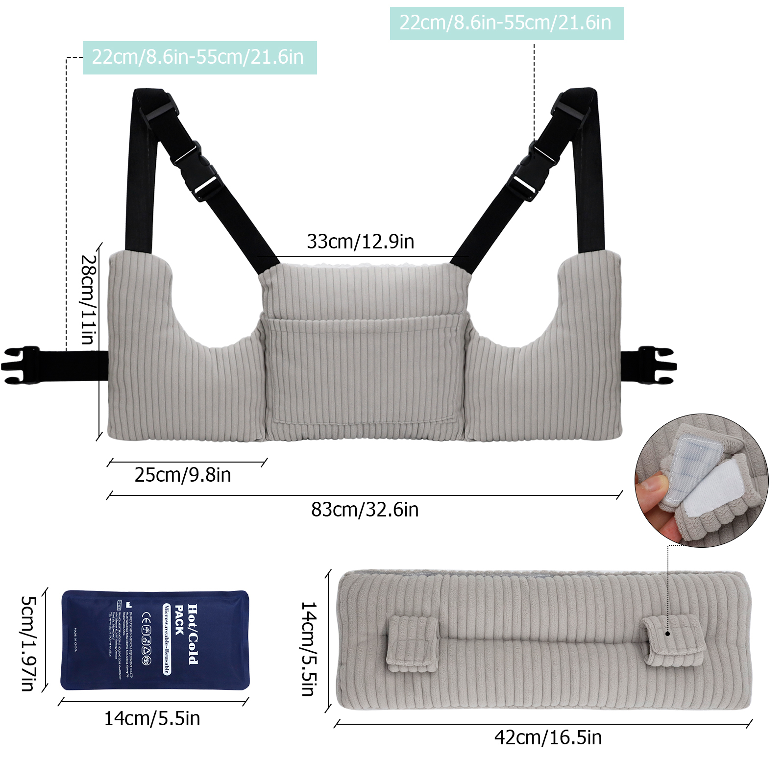 RoamReady Post Mastectomy Pillows After Hysterectomy Must Haves, Breast Reduction Mastectomy Recovery Supplies, Breast Cancer Heart Surgery Pillow Gifts for Women Help for Recovery and Rest, Gray