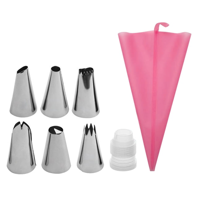 Amdohai Cake Decor Stainless Steel Cake Decorating Supplies Cake Turntable 8PCS/Set DIY Cream Tools