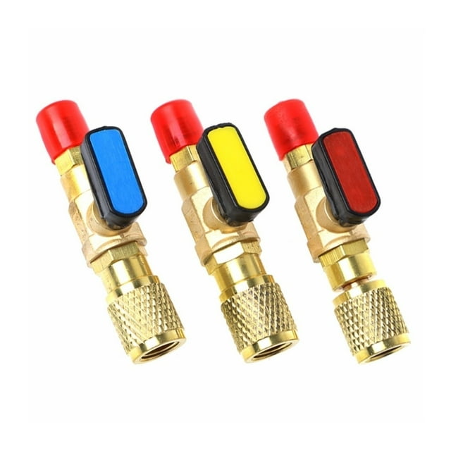 Valve à Bille en Laiton Réfrigérant Valve à Bille Droite Adaptateur de Valve d'Arrêt Valve Marche-Arrêt 1/4 Pouces pour Tuyau de Chargement de Réfrigérant A/C, Facile à Utiliser