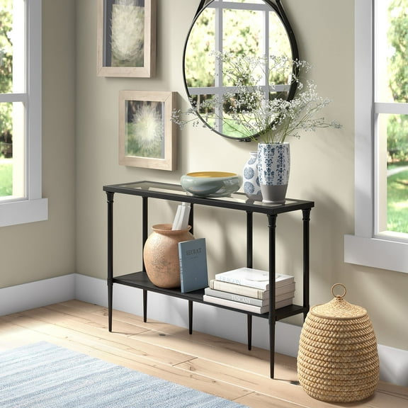 Evelyn&Zoe Dafna 45" Wide Rectangular Console Table, Blackened Bronze