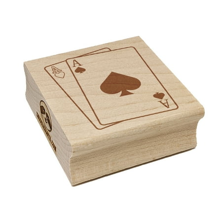 Cards Pair of Pocket Aces Square Rubber Stamp Stamping Scrapbooking Crafting - Small 1.25in