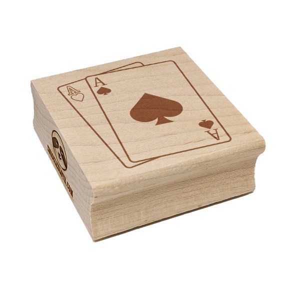 Cards Pair of Pocket Aces Square Rubber Stamp Stamping Scrapbooking Crafting - Large 2.75in