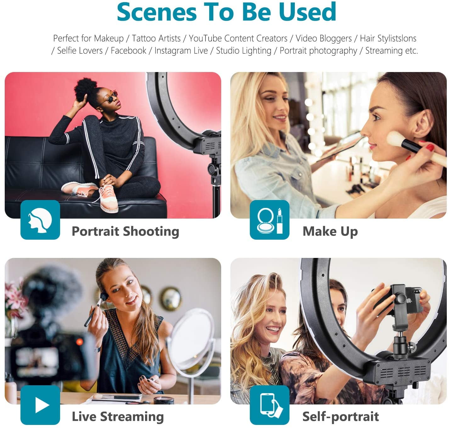PVUEL 18" LED SMD Ring Light Kit w/ Tripod Stand For Cell Phone Camera Selfie Makeup
