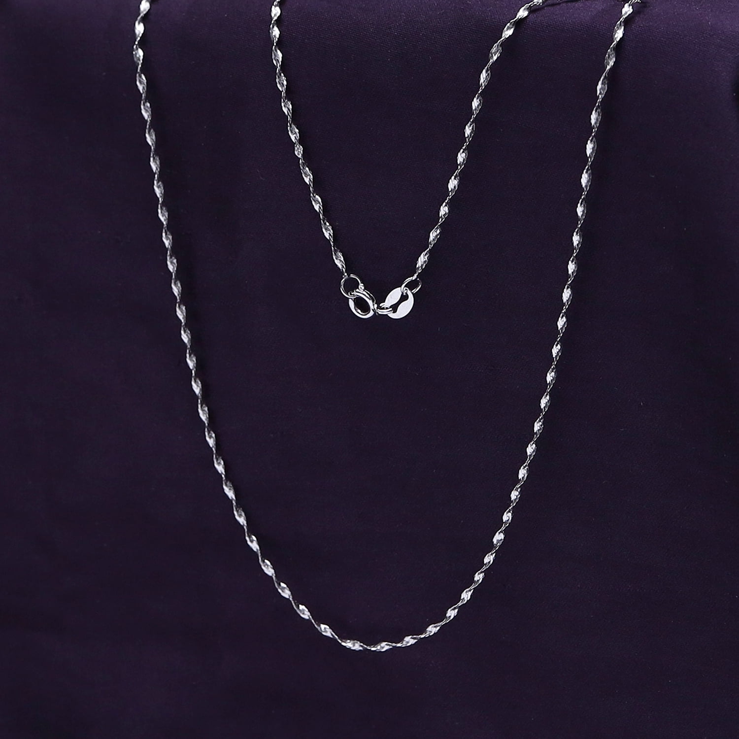 AFFY Twisted Serpentine Chain Necklace for Women and Men Italian Crafted 1.2mm Twist Chain 18 Inch 14K White Gold Over 925 Sterling Silver with Spring Ring Clasp