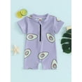 thumbnail image 2 of FEORJGP Toddler Girls Rash Guard Swimsuit Infant 0-3Y One-piece Swimwear Zipper Rompers Short Sleeve Jumpsuit Avocado Print Rompers Crew Neck Bodysuite Soft Bathing Suit for Summer Beachwear, 2 of 9