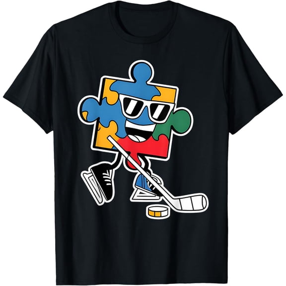 Puzzle ice hockey Autism Awareness Sports Boys T-Shirt Gift for Men Women Unisex Tee