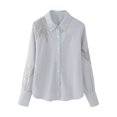 thumbnail image 2 of HH TRAF Camisa de rayas bordadas con cuentas a la moda para mujer, camisa elegante de cuello vuelto con una sola botonadura, camisa informal de calle, 2 of 4