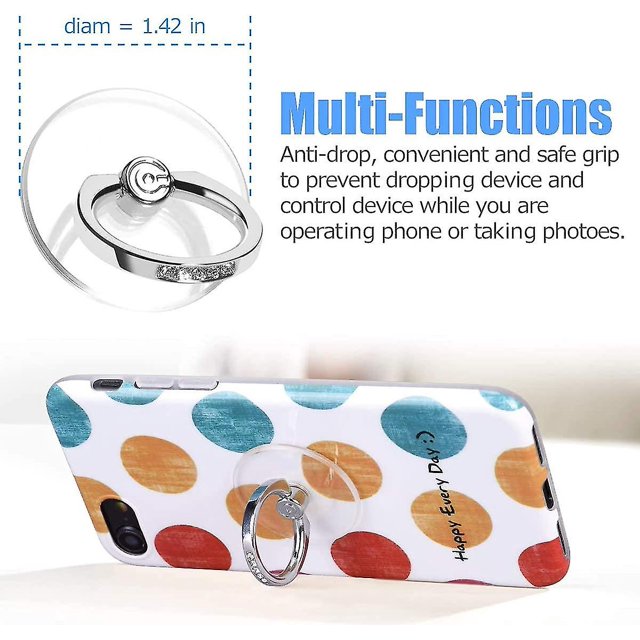 Transparent Phone Ring Stand Holder - Cell Phone Ring Holder Finger Grip 360 Degree Rotation 2 Pack