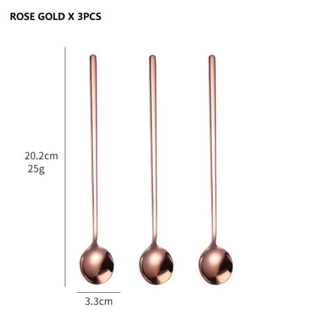 

3Pcs 304 Food Grade Stainless Steel Spoon Set Long Handle Ice Cream Tea Coffee Spoons Kitchen Accessories