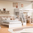 thumbnail image 3 of Harper & Bright Designs Twin XL Over Full L Shaped Bunk Bed with Stairs and 2 Desk & USB Charging Station, Solid Wood Separable L-Shaped Bunk Bed with Storage Shelves, White, 3 of 12