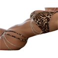 thumbnail image 3 of Women Two Piece Bikini Set Zebra Leopard Print Low Cut Sleeveless Bra + Triangle Crotch Panties With Metal Chain, 3 of 6