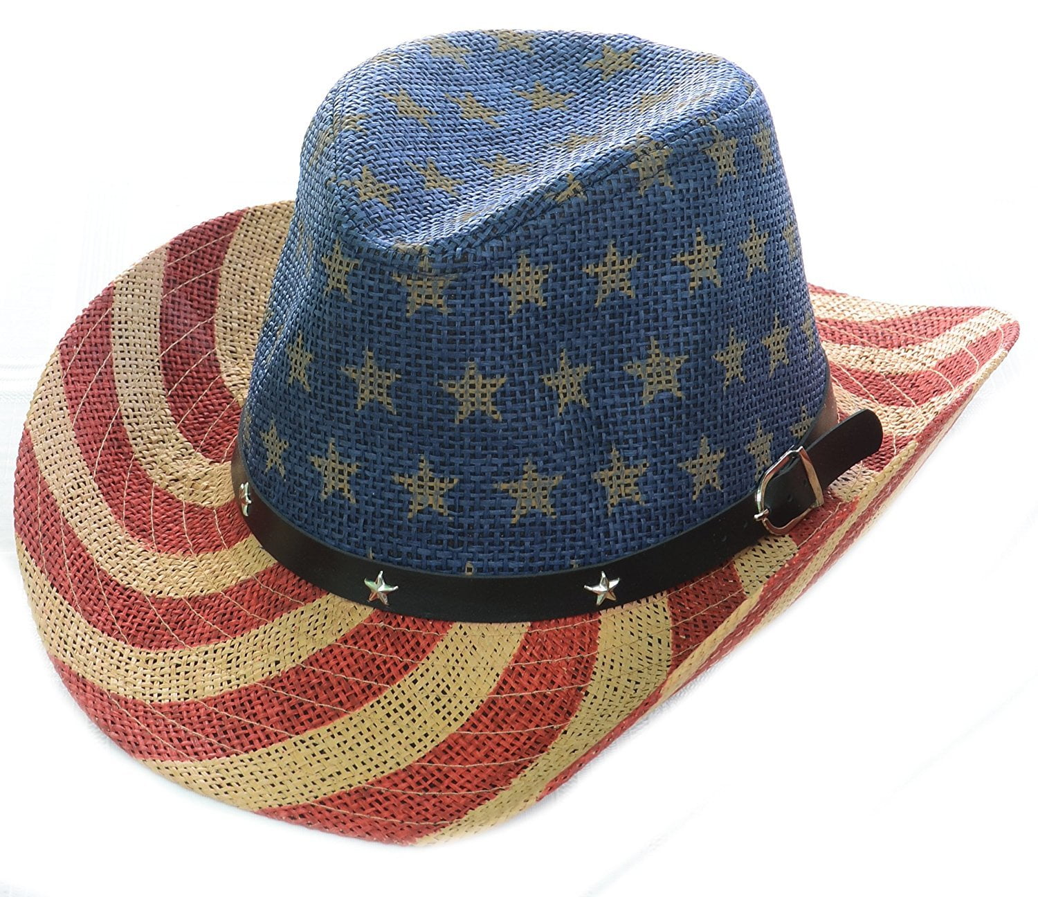 American Flag Star Studded Unisex Drifter Cowboy Hat Natural Stars and ...
