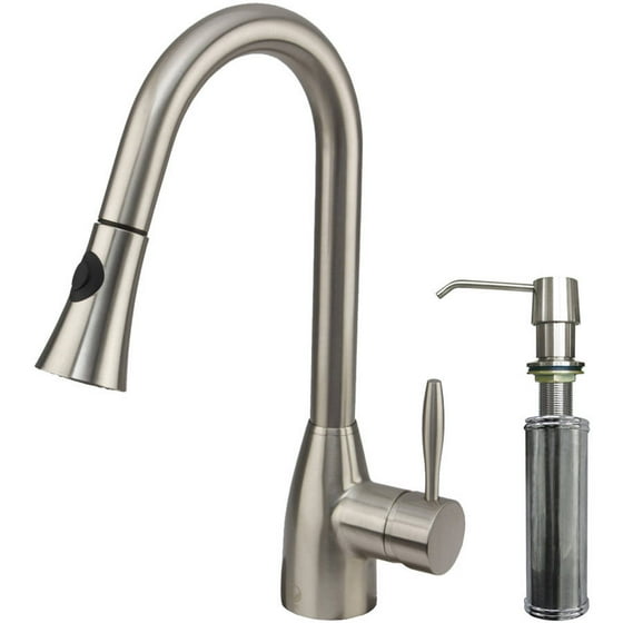 Vigo Pull Out Spray Kitchen Faucet With Soap Dispenser Stainless Steel