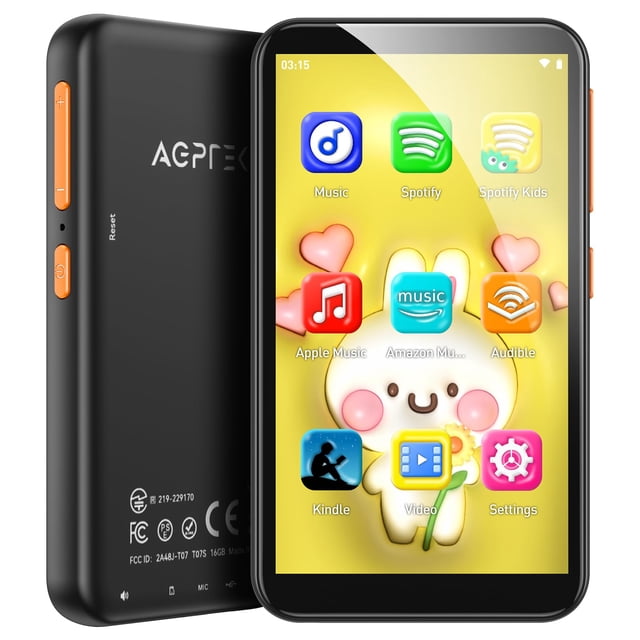 Reproductor MP3 AGPTEK T07S 4 pulgadas para niños Bluetooth WiFi 80 GB