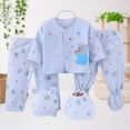 thumbnail image 2 of CAUYDY Baby Boy Going Home Outfit Newborn Gifts for Baby Girl Clothes Warm Hat Bib Pants Preemie Layette Set 5Pcs Infant Pajamas Fall Winter Spring (Sizes 0-3 Months,Blue), 2 of 7