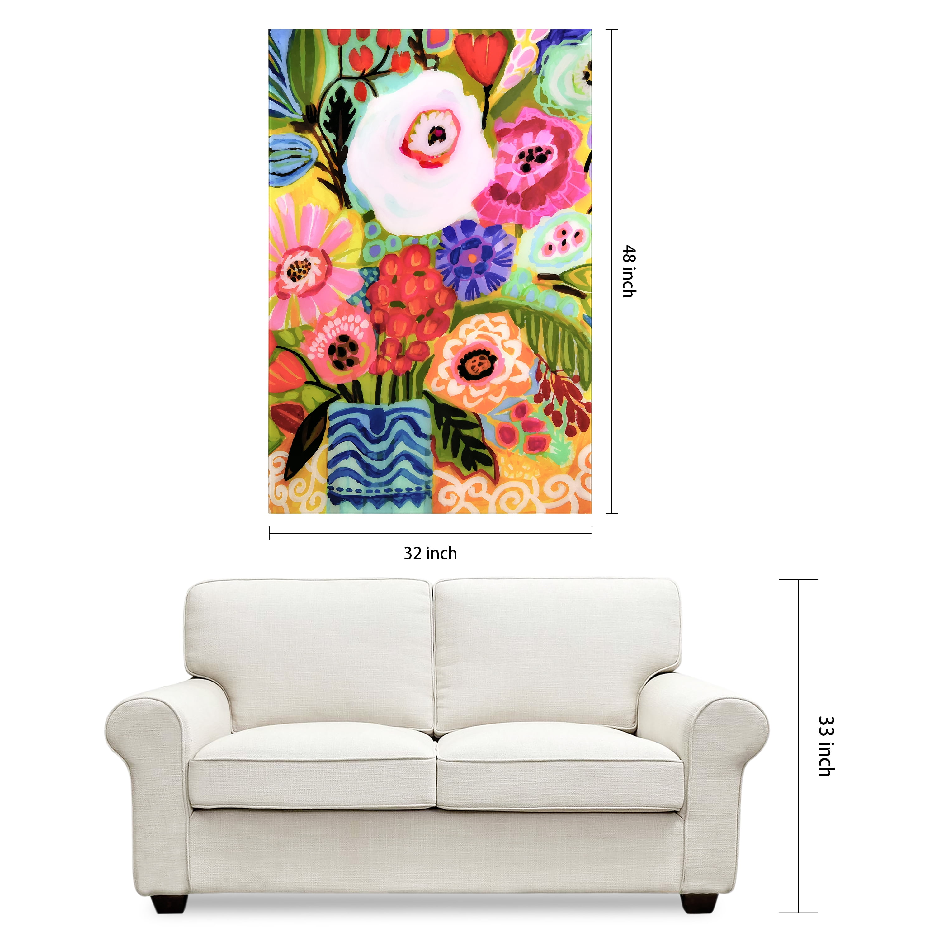 Empire Art Direct Fresh Flowers in Vase II Frameless Free Floating Tempered Glass Panel Graphic Wall Art, 48" x 32" x 0.2", Ready to Hang