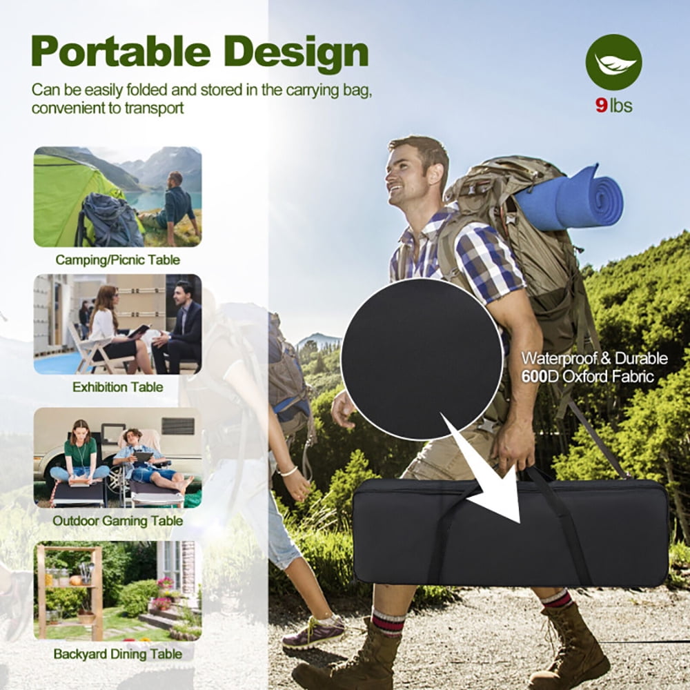 Aimee Lii Folding Heavy-Duty Aluminum Camping Table with Carrying Bag, Foldable Table for Camping and BBQ, Silver