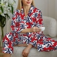 thumbnail image 6 of Bingfone Womens Pajama Sets Palm Tree Pattern on Red Print,Long Sleeve Loungewear Pajamas Set-Medium, 6 of 8
