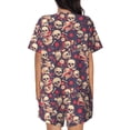 thumbnail image 6 of Susaid Skull rock music record Print Women's Pajama Set, Button-Up Sleepwear with Elastic Waist Shorts, Perfect for Lounging, Yoga, Beach, and Casual Wear-Large, 6 of 7