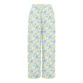thumbnail image 3 of WTOBBY Women's Floral Print Wide Leg Pants with Deep Pockets, High Waist Drawstring Comfort Trousers for Casual and Outdoor Wear,Light Blue M, 3 of 6
