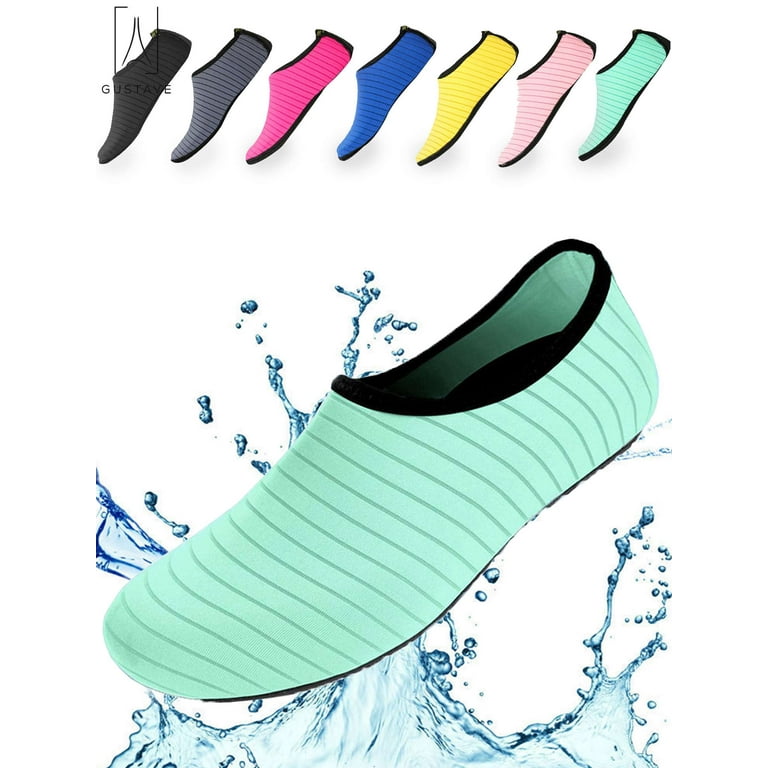Gustave Unisex Barefoot Water Skin Shoes Strip Beach Sock Quick Dry Aqua Water Socks For Beach Swim Surf Outdoor Exercise 2XL Green