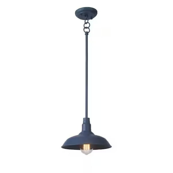 10'' Outdoor Pendant Light Fixture, Adjustable Mini Hanging Ceiling Light in Blue Aluminum, Downward Lighting, LED-Compatible, Weather-Resistant