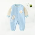 thumbnail image 2 of Odeerbi Baby Infant Boys Girls Clothes Baby Jumpsuit Romper Thin Warm Cotton Jumpsuit 2025 Long Sleeve Climbing Clothes Blue 6-9 Months, 2 of 5