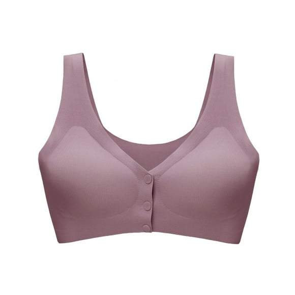 Kyusrd Full Coverage Bras For Women Snap Feeding Wirefree Gathering Push Up Nursing Underwear Solid Color Breathable Without Steel Ring Comfy Soft Cotton Daily Bras