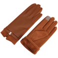 thumbnail image 2 of BadPiggies Winter PU Leather Suede Gloves for Women, Warm Thermal Touchscreen Texting Dress Driving Motorcycle Gloves Fleece Lining (Caramel), 2 of 9