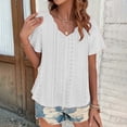 thumbnail image 5 of T Shirts For Women Womens Tops Casual Solid Color Scallops V Neck Tops Comfortable Breathable Short Sleeved V Neck T Shirt, 5 of 6