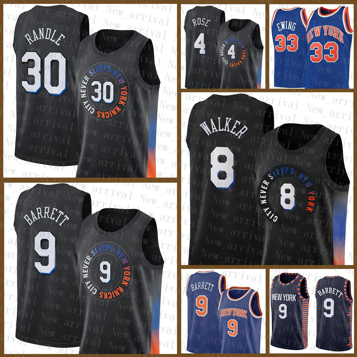 Men's New York Knicks 9 RJ Barrett NBA Swingman Basketball Jersey edition  shirt black 2021