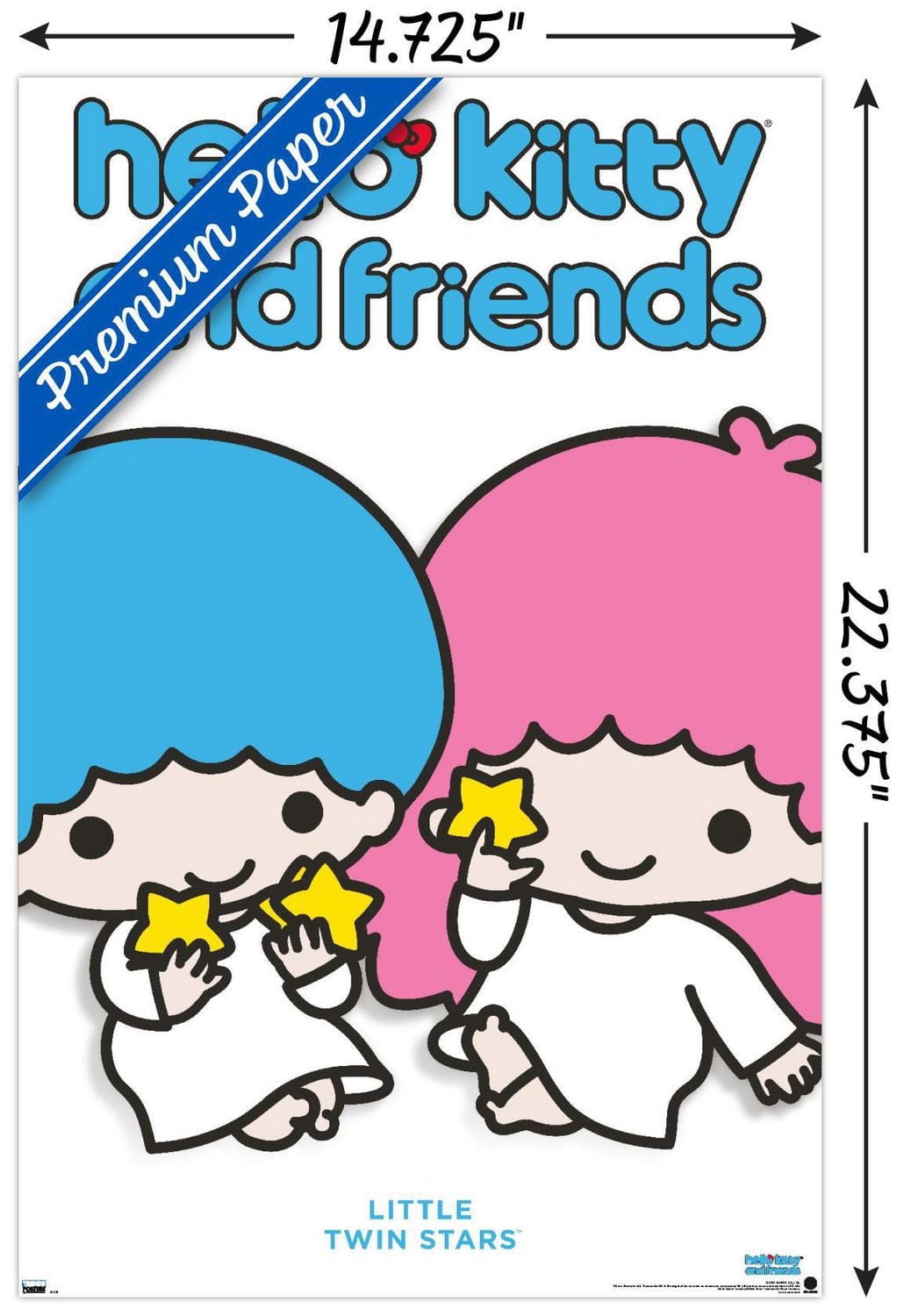 Hello Kitty and Friends: Hello - Little Twin Stars Feature Series Wall Poster with Pushpins, 22.375" x 34"