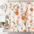 thumbnail image 2 of Orange Floral Print Shower Curtain Spring Boho Wildflower Waterproof Polyester Bath Curtain for Bathroom with Hooks 36"W x 72"L (Pack of 1), 2 of 6