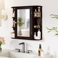 thumbnail image 4 of Costway Multipurpose Mount Wall Surface Bathroom Storage Cabinet Mirror Brown, 4 of 10