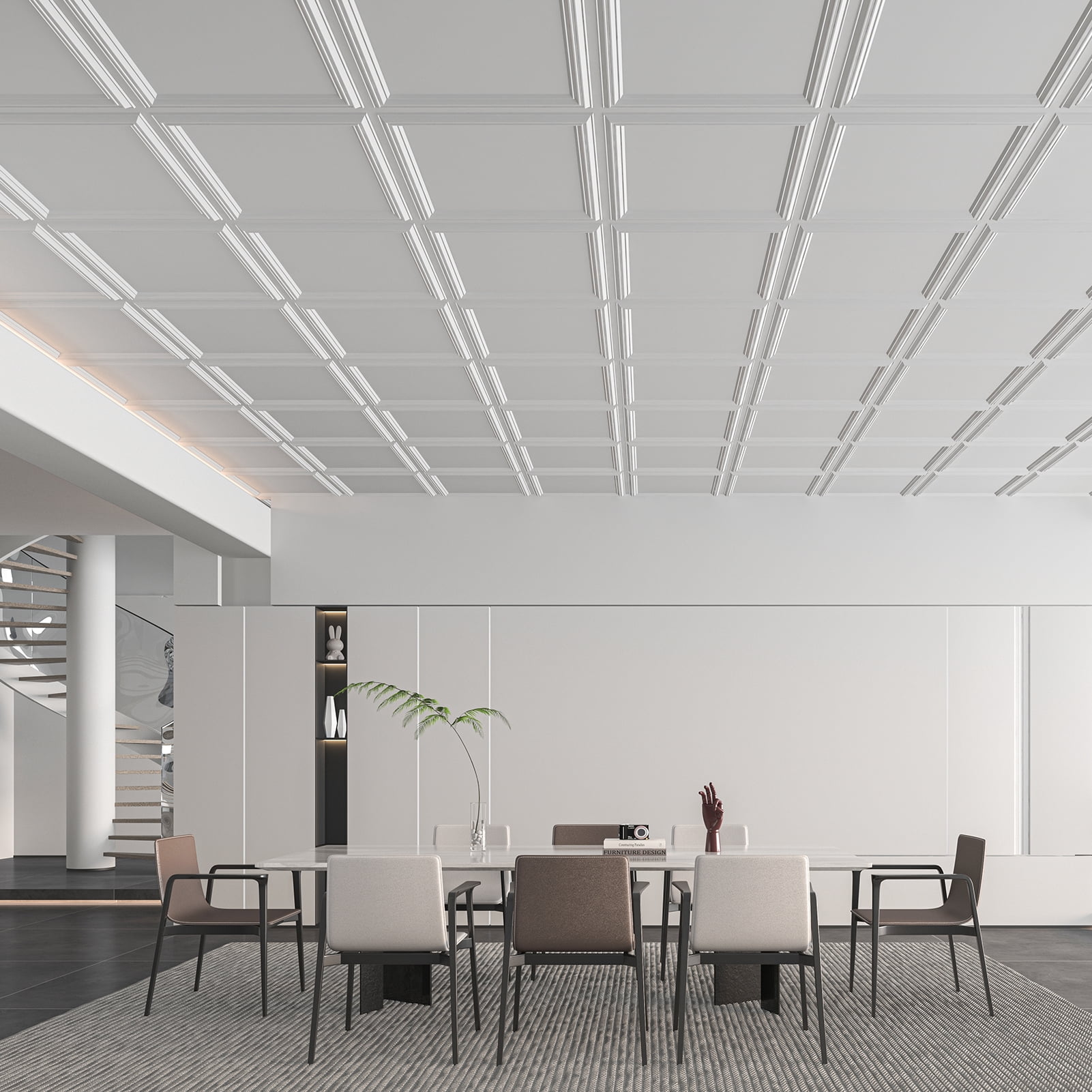 Art3d 24''x24'' Drop in Ceiling Tiles,12 Pcs 3D PVC Panels for Home, Office & Commercial Space,White