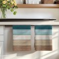 thumbnail image 7 of Teal Brown Kitchen Towels Set of 3, Farmhouse Vintage Abstract Wooden Grain Absorbent Dish Towels for Kitchen, Microfiber Hand Towel, Quick Drying Tea Towel for Cleaning Decorative Dishcloths, 7 of 7