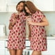 thumbnail image 4 of Fotbe Strawberries Bata de Dormir para Mujer con Estampado, Camisón de Algodón de Manga Corta, Ropa de Dormir Casual, 4 of 6