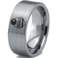 thumbnail image 1 of Tungsten 8-ball ring Band Ring 8mm Men Women Comfort Fit Gray Flat Cut Brushed Polished, 1 of 4