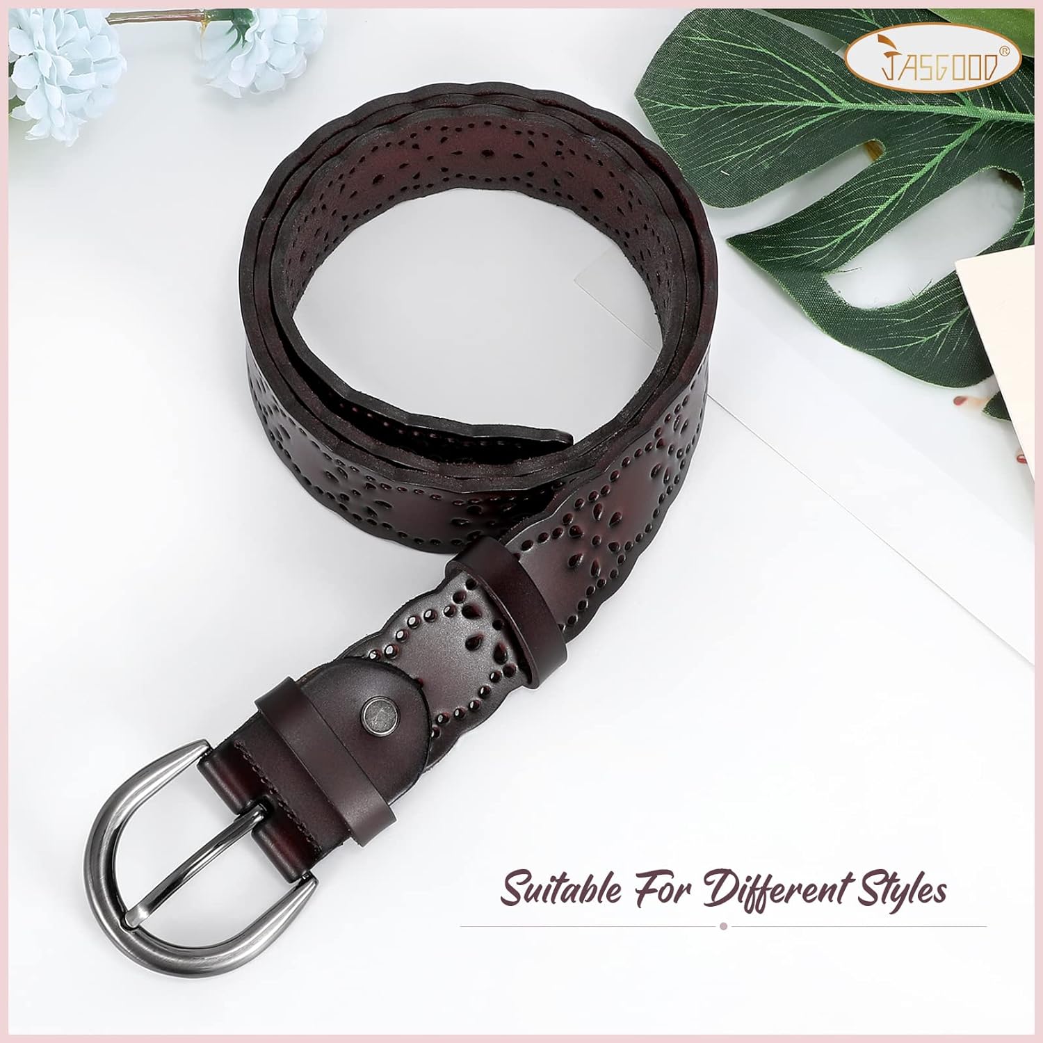 Shirt Ladies Jeans Belt INOGIH Mens Western Floral Engraved 