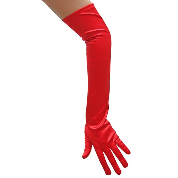 SeasonsTrading Red Satin Gloves (Opera Length) - Wedding, Prom, Party
