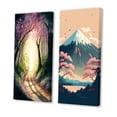 thumbnail image 3 of Designart "Blossoming Cherry Tree in Woodland Setting" Landscape Forest Wall Art Set Of 2 - Country Pink Canvas Set For Living Room Decor, 3 of 6