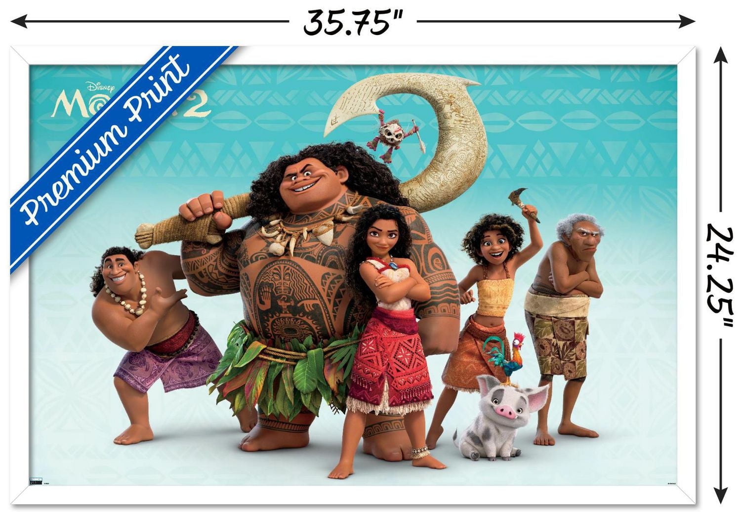 Disney Moana 2 - Group Wall Poster, 14.725" x 22.375" Framed