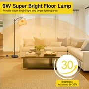 OUTON Iron Modern Standing Lamp, Floor Lamp for Living Room with Foot Switch, Hanging Shade and 4 Color Temperatures 9W Bulb for Bedroom, Study Room, Office