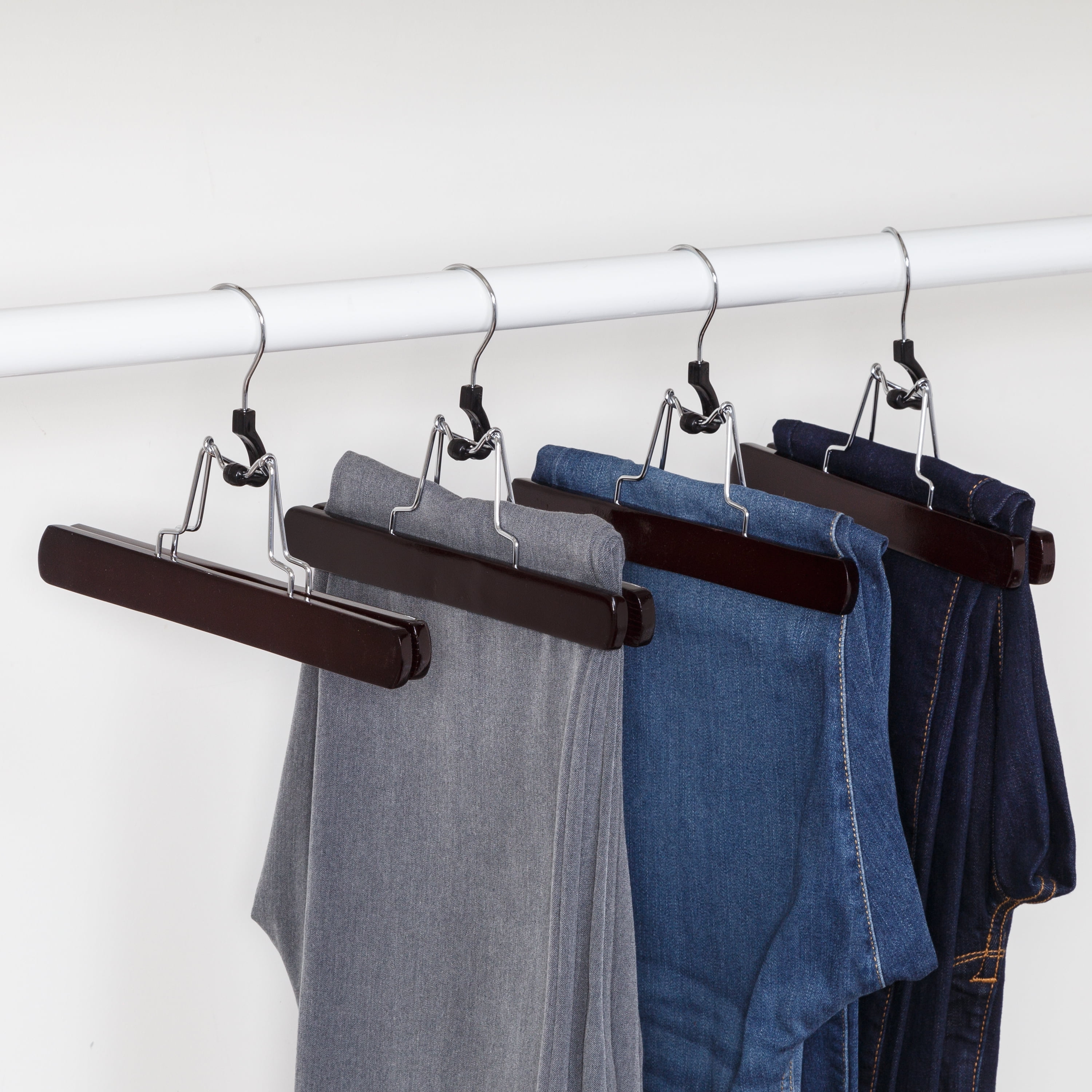 Honey-Can-Do Maple Finish Wood Clamp Pant Hangers, 16 Pack, Maple