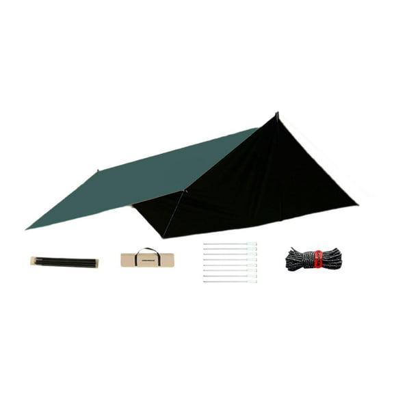 Lona impermeable para hamaca, fácil de instalar, accesorios para 2 a 4 personas, toldo tipo canopy, hamaca Rainfly para supervivencia al aire libre en Verde Negro